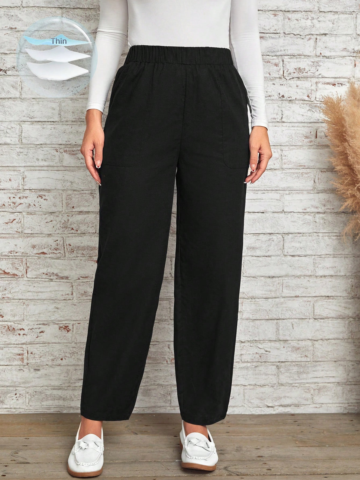 EMERY ROSE Women Solid Color Daily Wear Elastic Waist Pants