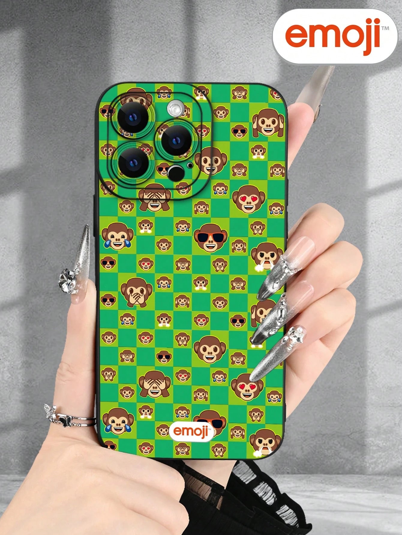 Emoji 1pc Monkey Plaid Pattern Phone Case With Raised Camera Edge And Edge Protection TPU Cover, Compatible With IPhone 17/16/15/14/13/12/11 Pro Max, Galaxy S25/S24/S23/S21 And A54/A53/A52/A34/A15 Ser
