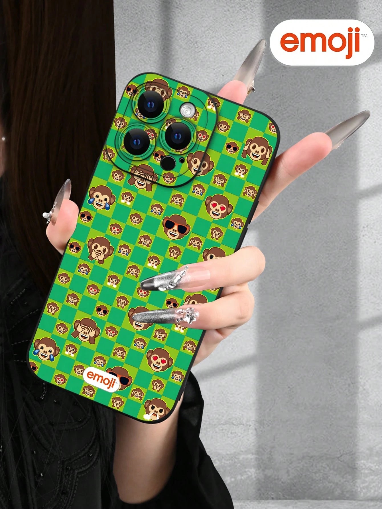 Emoji 1pc Monkey Plaid Pattern Phone Case With Raised Camera Edge And Edge Protection TPU Cover, Compatible With IPhone 17/16/15/14/13/12/11 Pro Max, Galaxy S25/S24/S23/S21 And A54/A53/A52/A34/A15 Ser
