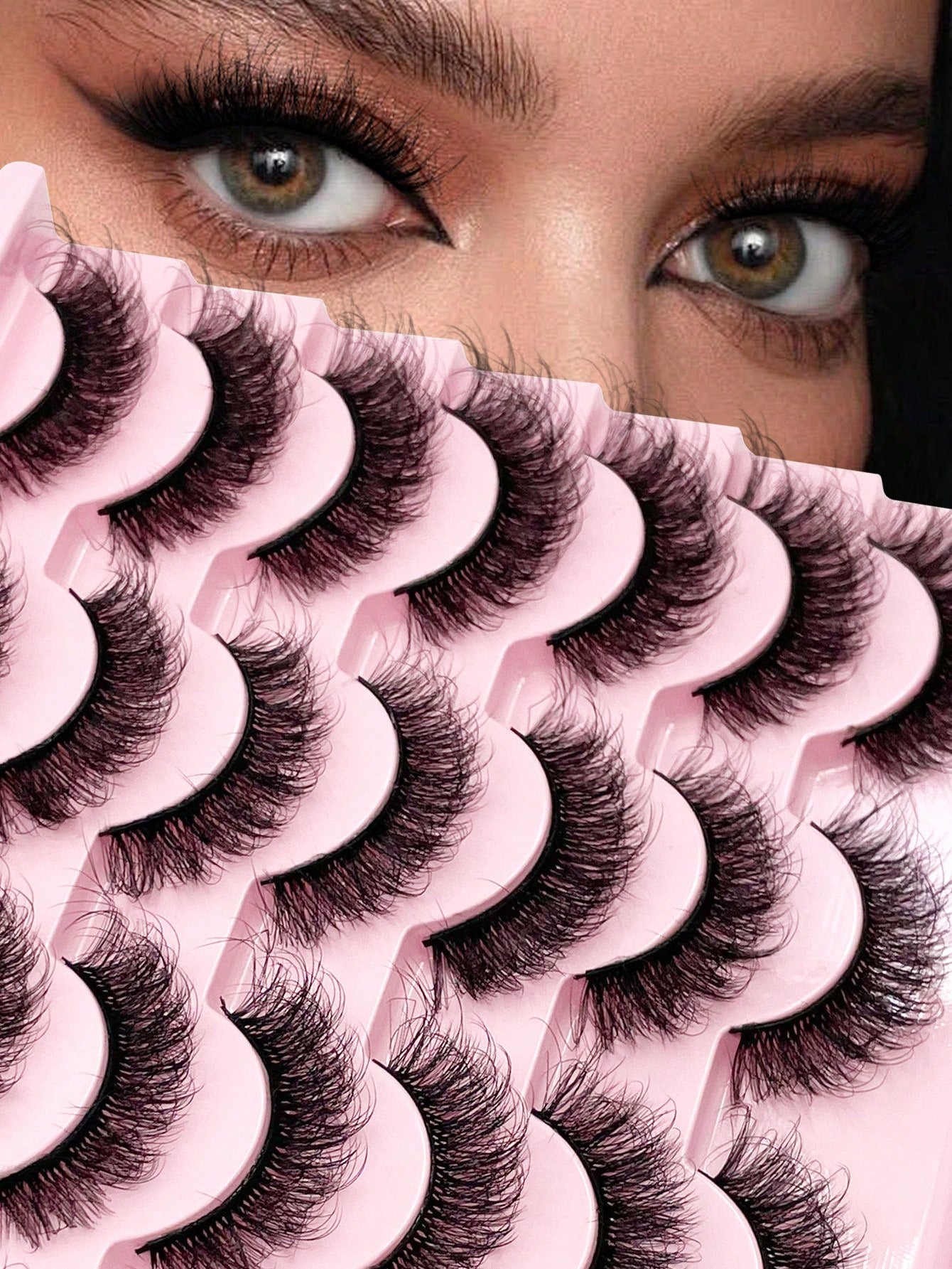 ENCHUW 14 Pairs Fluffy False Eyelashes Volume Long Thick Eyelashes Lashes Reusable Fake Eyelashes Lashes