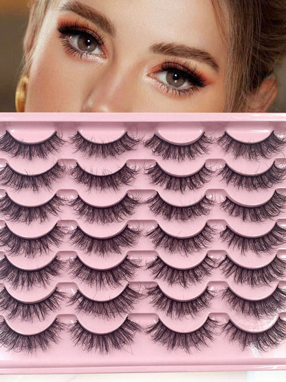 ENCHUW 14 Pairs Fluffy False Eyelashes Volume Long Thick Eyelashes Lashes Reusable Fake Eyelashes Lashes