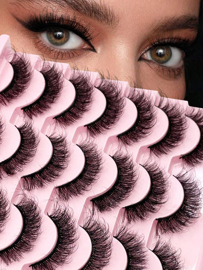 ENCHUW 14 Pairs Fluffy False Eyelashes Volume Long Thick Eyelashes Lashes Reusable Fake Eyelashes Lashes