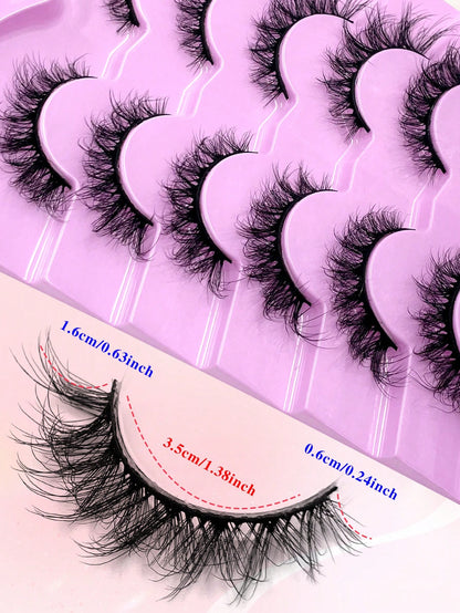 ENCHUW 6 Pairs Natural Lashes Fluffy False Eyelashes Curl Fake Eyelashes With Soft Band Eye Lashes Wispy Lashes 3D Volume Strip Lashes