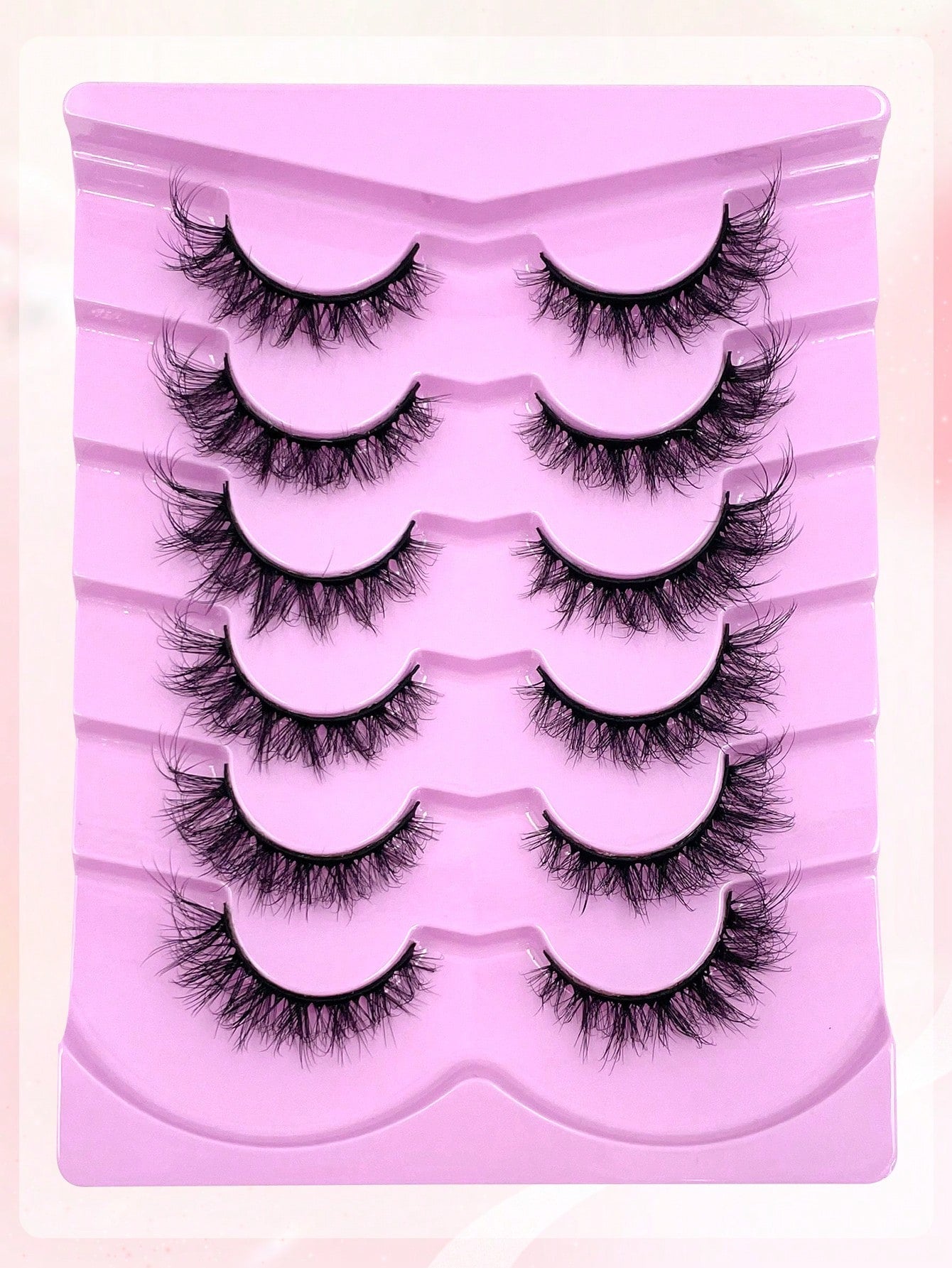 ENCHUW 6 Pairs Natural Lashes Fluffy False Eyelashes Curl Fake Eyelashes With Soft Band Eye Lashes Wispy Lashes 3D Volume Strip Lashes