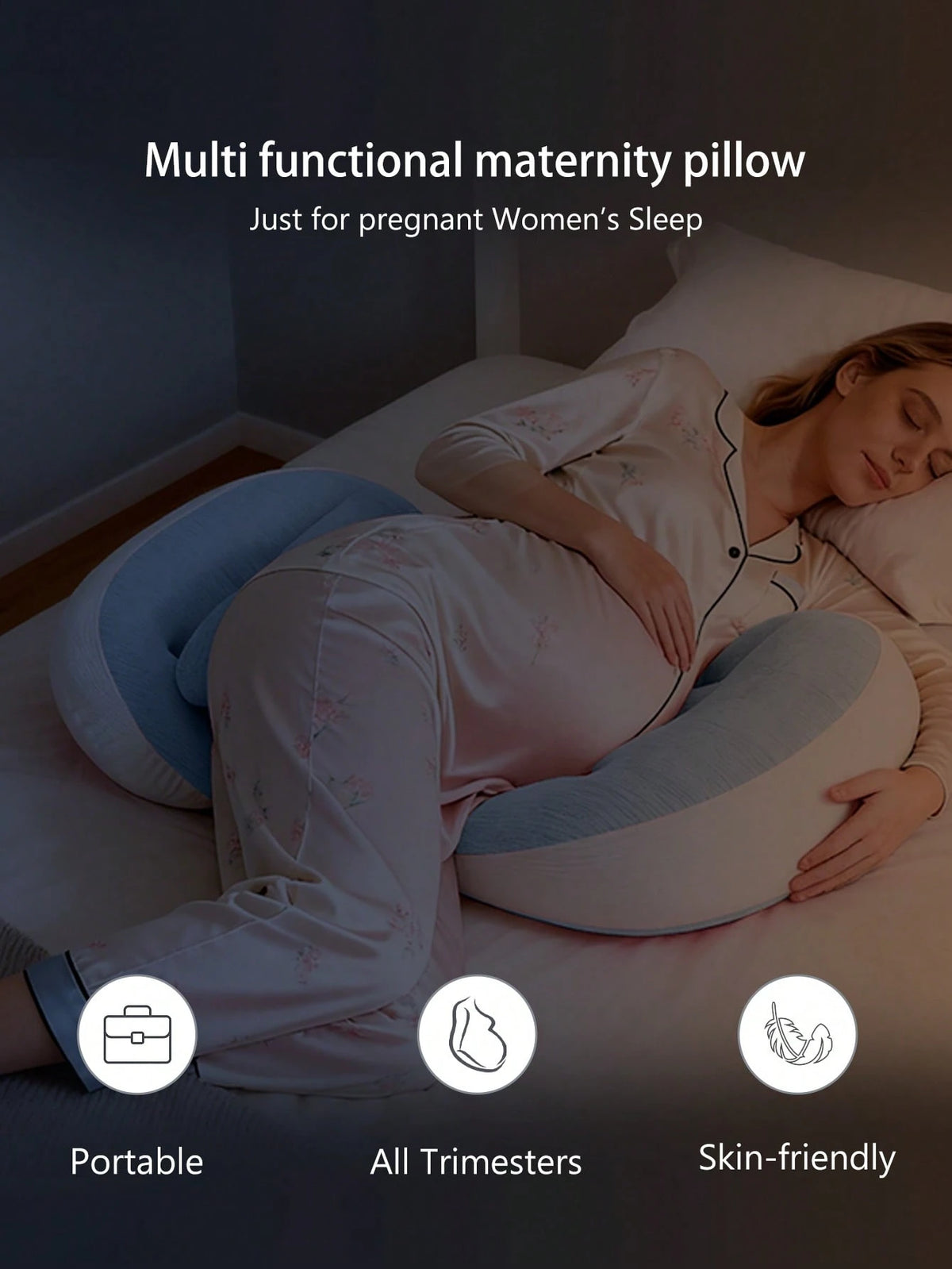 Ergonomic U-Shaped Pregnancy Pillow- Side Sleeper Maternity Support Cushion With Lumbar Protection, Provides Comfort For Abdomen And Back