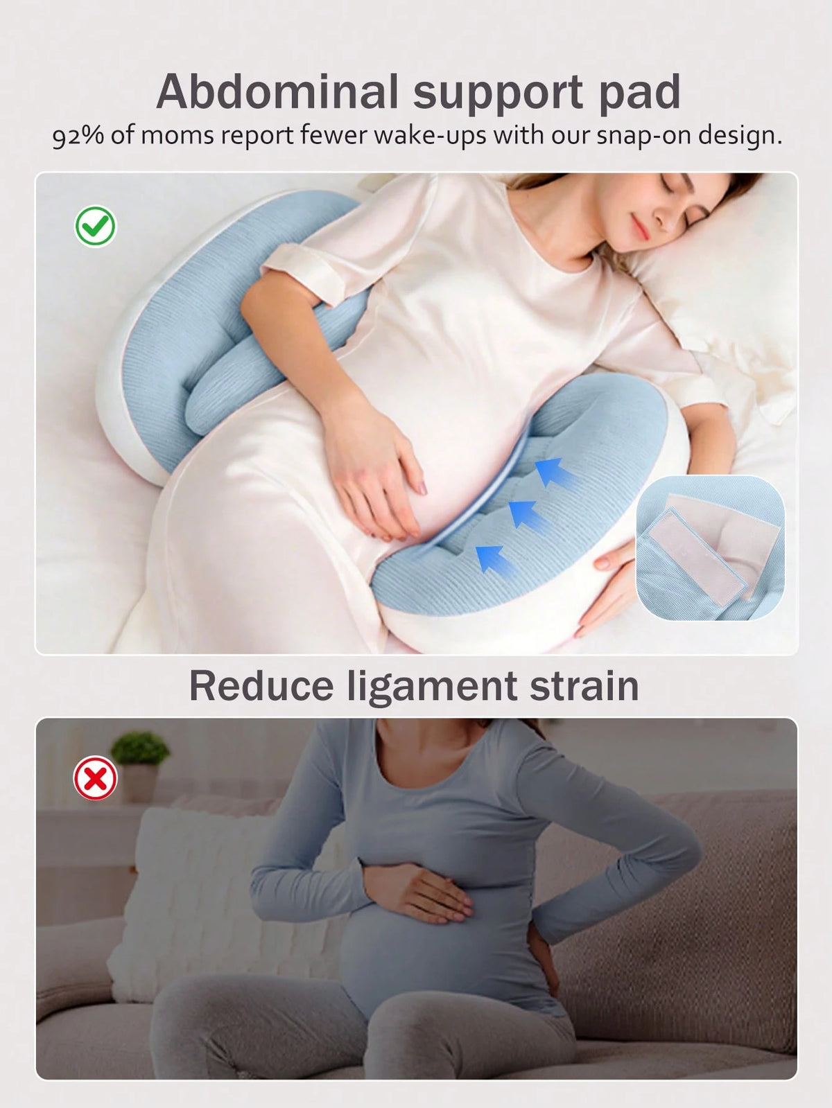 Ergonomic U-Shaped Pregnancy Pillow- Side Sleeper Maternity Support Cushion With Lumbar Protection, Provides Comfort For Abdomen And Back