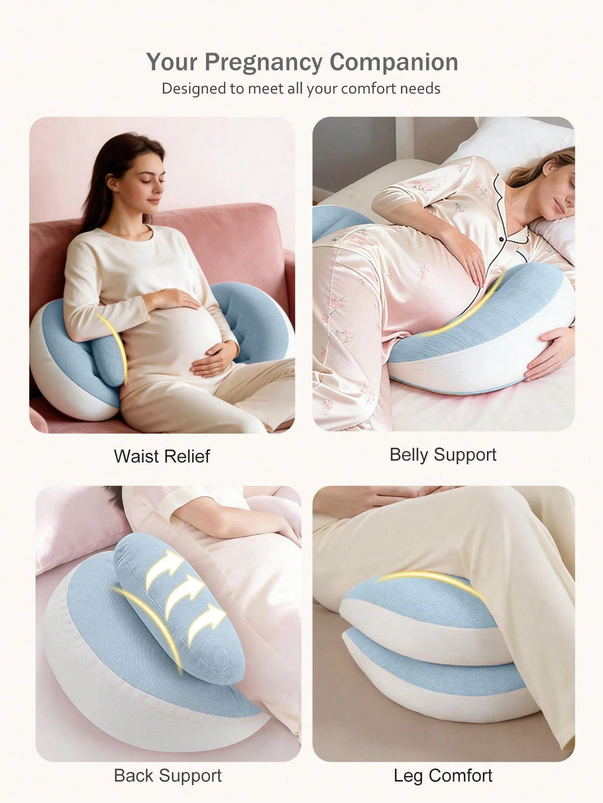 Ergonomic U-Shaped Pregnancy Pillow- Side Sleeper Maternity Support Cushion With Lumbar Protection, Provides Comfort For Abdomen And Back