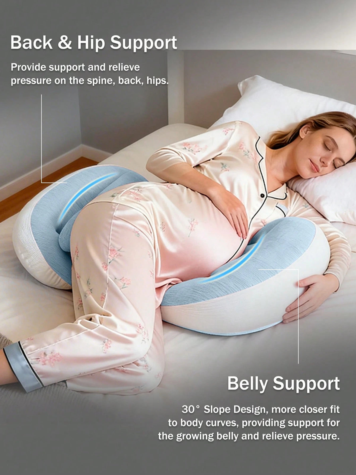 Ergonomic U-Shaped Pregnancy Pillow- Side Sleeper Maternity Support Cushion With Lumbar Protection, Provides Comfort For Abdomen And Back