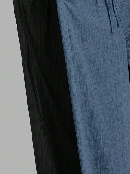 Essnce 3packs Summer Pants Women's Solid Color Waist-Tie Wide Leg Loose Casual Pants