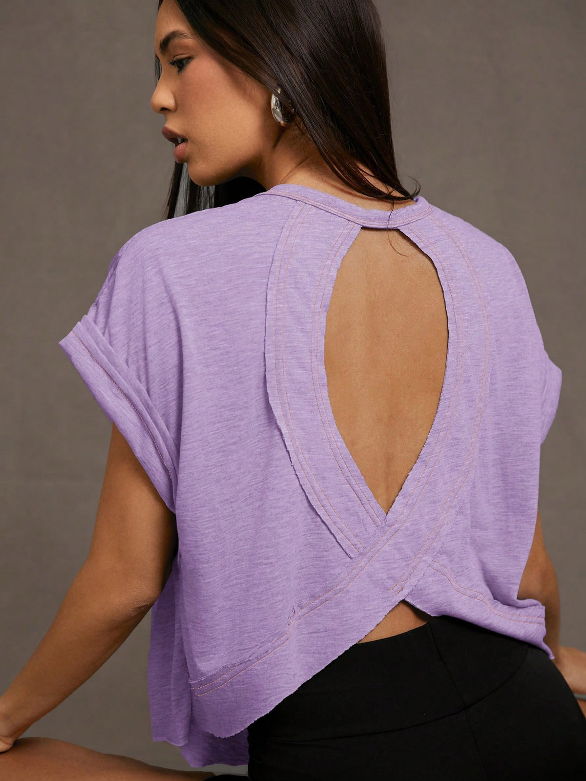 Essnce Cut Out Back Batwing Sleeve Tee