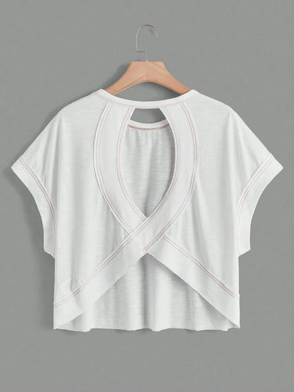 Essnce Cut Out Back Batwing Sleeve Tee
