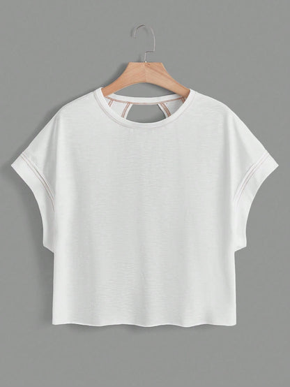 Essnce Cut Out Back Batwing Sleeve Tee
