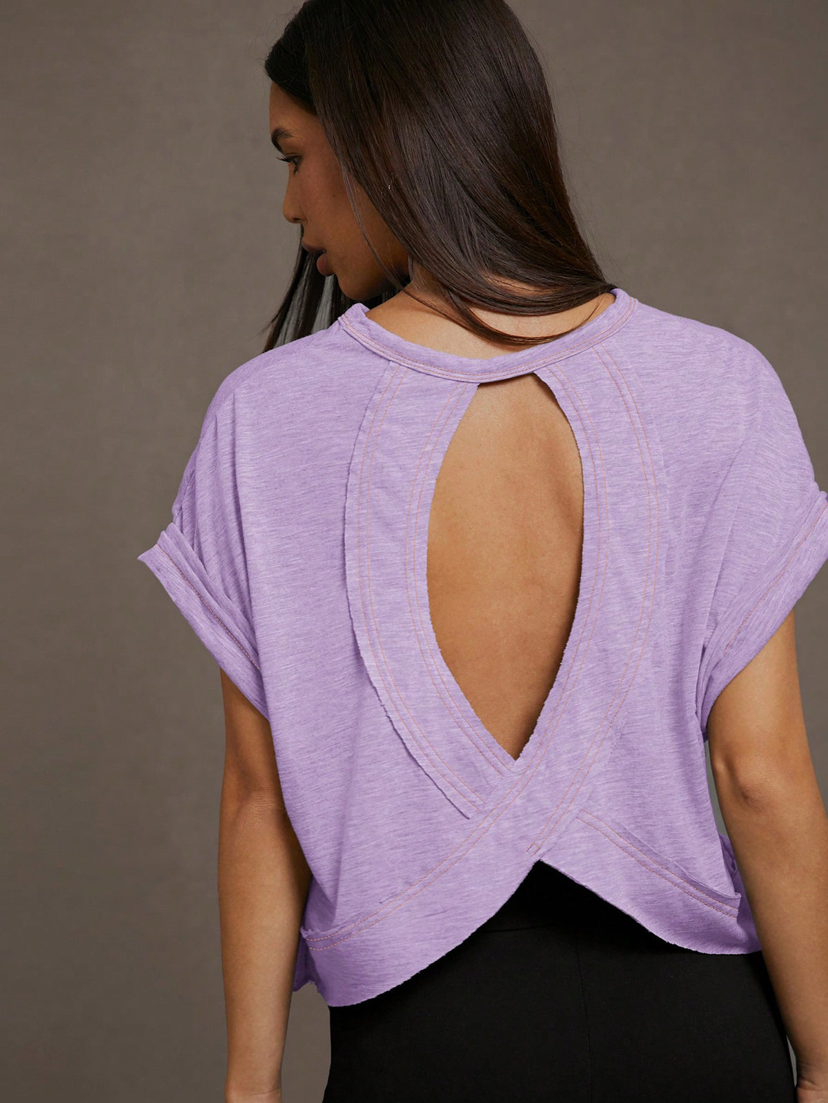 Essnce Cut Out Back Batwing Sleeve Tee