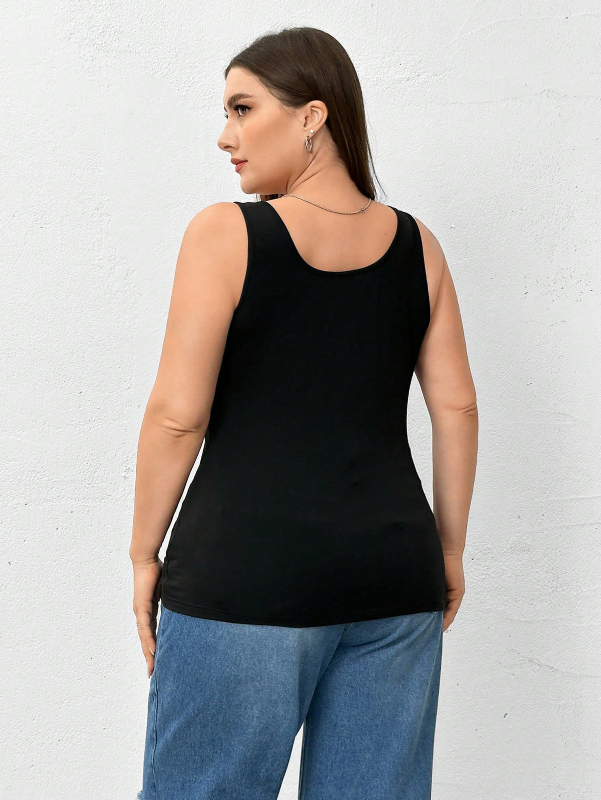 Essnce Plus Size Women's Tank Top, 3 Pieces, Black, White Brown, Inside Match,Outfits Summer Spring Date Night Office Casual