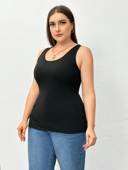 Essnce Plus Size Women's Tank Top, 3 Pieces, Black, White Brown, Inside Match,Outfits Summer Spring Date Night Office Casual