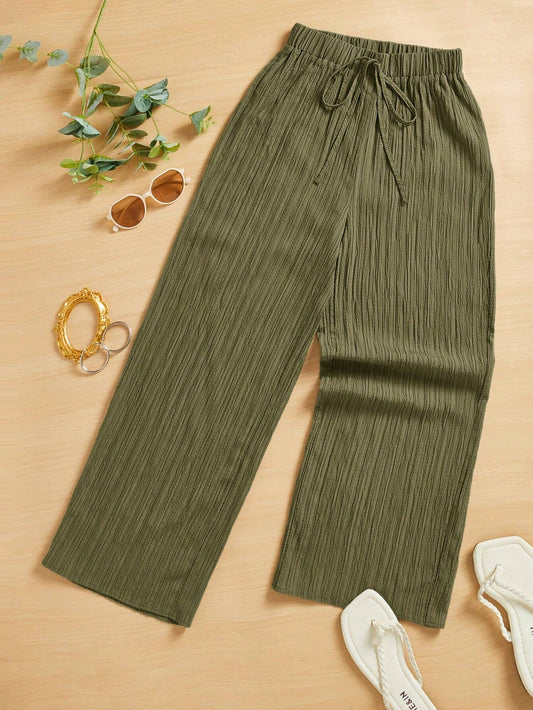 Essnce Women's Casual Simple Textured Long Pants Summer Spring Valentine Day New Years
