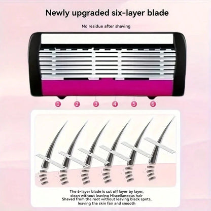 European And American Style Women's/Men's 6-Layer Razor, A Manual Shaving Set Providing A Smooth Shaving Experience, Suitable For 10 Occasions, Perfect For Men's And Women's Hair Removal, An Essential