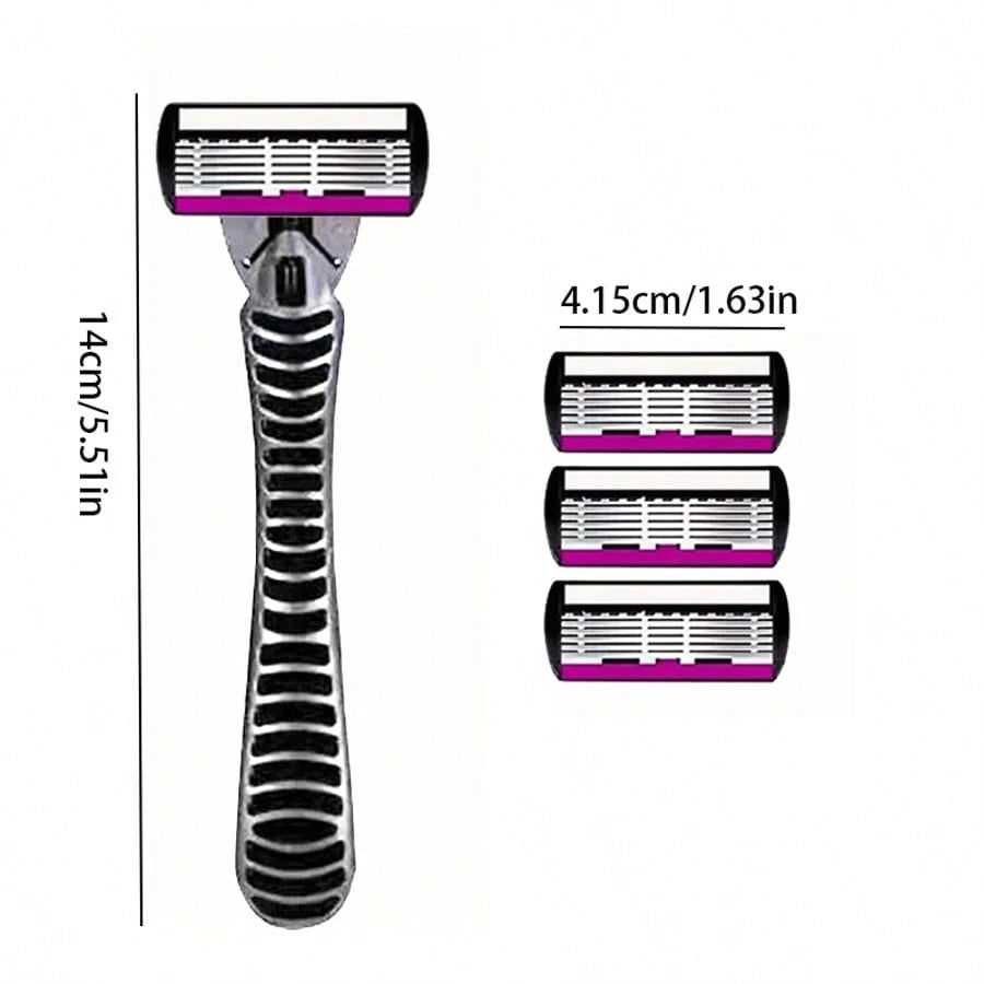 European And American Style Women's/Men's 6-Layer Razor, A Manual Shaving Set Providing A Smooth Shaving Experience, Suitable For 10 Occasions, Perfect For Men's And Women's Hair Removal, An Essential