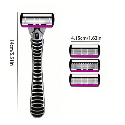 European And American Style Women's/Men's 6-Layer Razor, A Manual Shaving Set Providing A Smooth Shaving Experience, Suitable For 10 Occasions, Perfect For Men's And Women's Hair Removal, An Essential