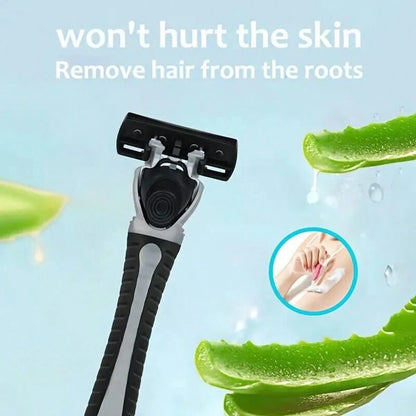 European And American Style Women's/Men's 6-Layer Razor, A Manual Shaving Set Providing A Smooth Shaving Experience, Suitable For 10 Occasions, Perfect For Men's And Women's Hair Removal, An Essential
