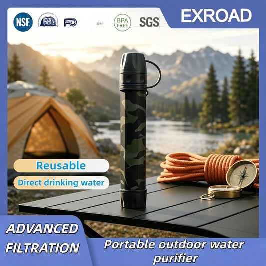 Exroad 3000L Direct Drink Water Purification Straw, Portable Emergency Filter For Camping, Hiking, Climbing, Backpacking