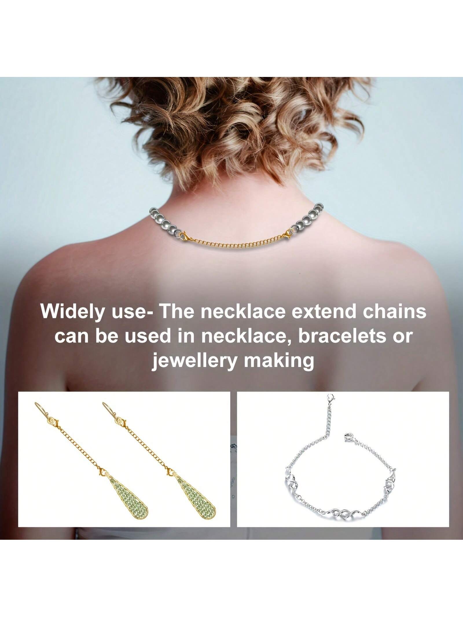 Extension Chain For Necklace, Bracelet, Anklet, And Jewelry Making, Double-Headed Lobster Clasp Jewelry Extension Chain, Golden And Silvery- 2in, 3in, 4in, 5in, 6in