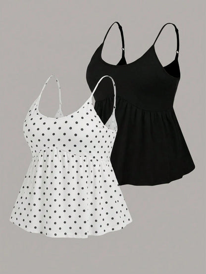 EZwear 2 Pcs/Set Plus Size Women's Simple Daily Camisole For Summer Tops Women Cute Ladies Casual Latest New Arrivals