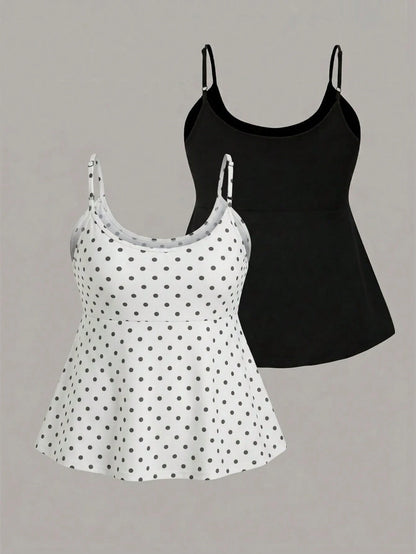 EZwear 2 Pcs/Set Plus Size Women's Simple Daily Camisole For Summer Tops Women Cute Ladies Casual Latest New Arrivals