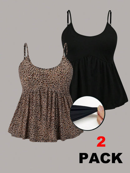 EZwear 2 Pcs/Set Plus Size Women's Simple Daily Camisole For Summer Tops Women Cute Ladies Casual Latest New Arrivals