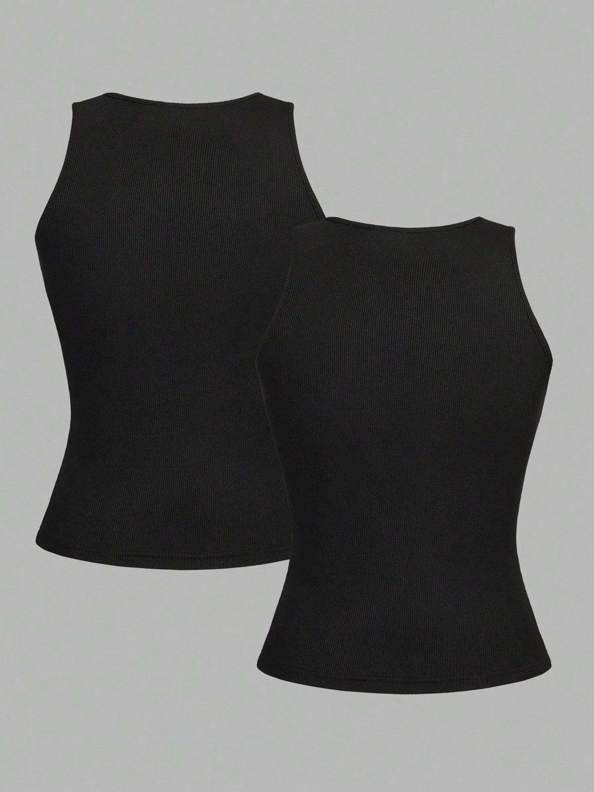 EZwear 2pcs Black Cropped Sexy Tight Fit Camisole Tops For Women, Suitable For Summer