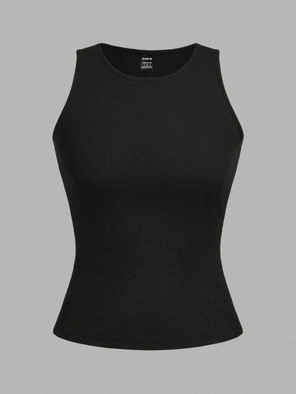 EZwear 2pcs Black Cropped Sexy Tight Fit Camisole Tops For Women, Suitable For Summer