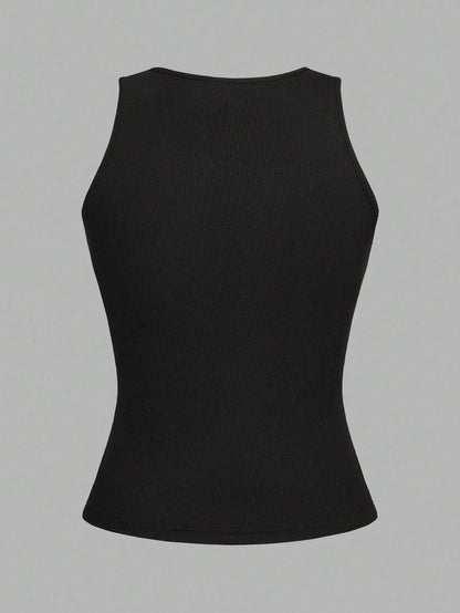 EZwear 2pcs Black Cropped Sexy Tight Fit Camisole Tops For Women, Suitable For Summer