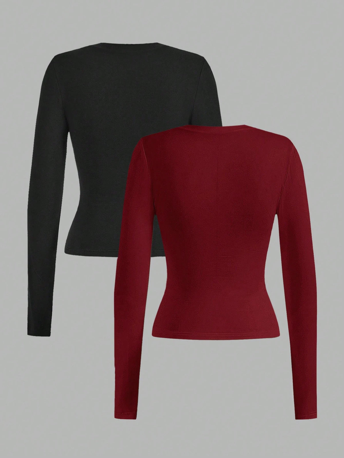EZwear 2pcs/Set Women Casual Slim Fit Long Sleeve T-Shirt, Suitable For Autumn & Winter Autumn And Winter