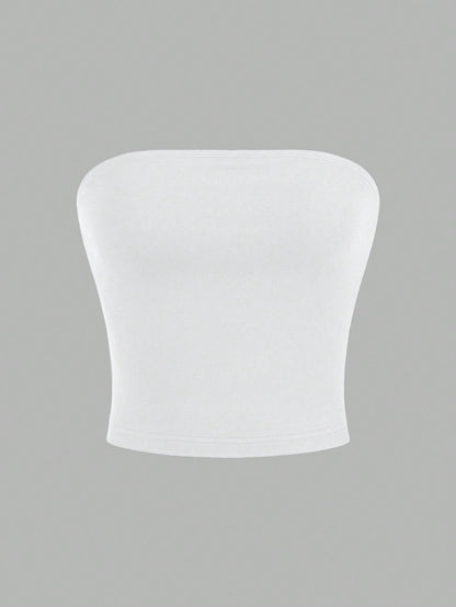 EZwear 3 Pcs/Set White Basic Casual Sexy Camisole & Tube Top Summer