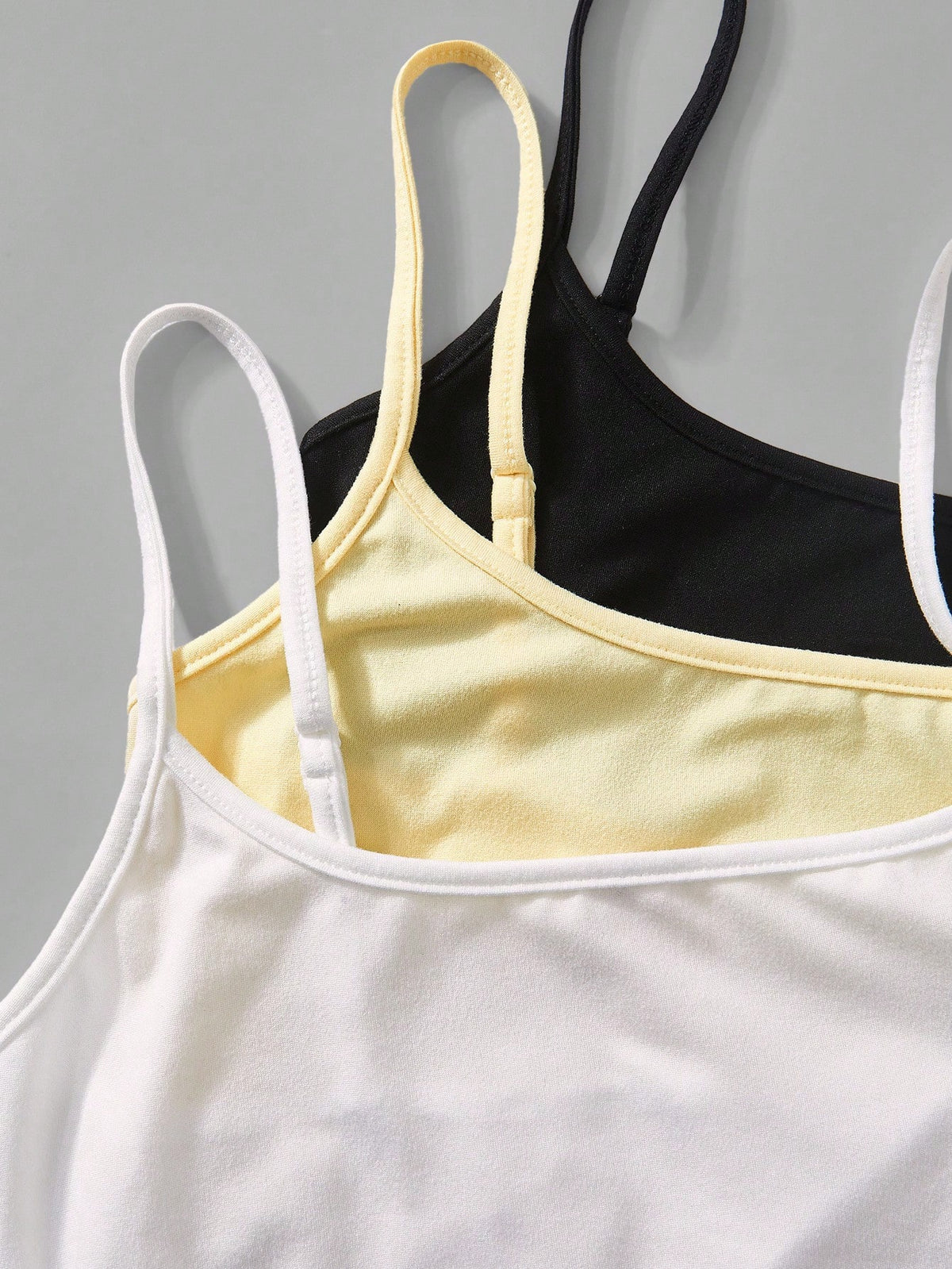 EZwear 3pcs/Set Women's Black, White, Cream Sleeveless Cropped Tight Fit Camisole Tank Tops, Suitable For Summer