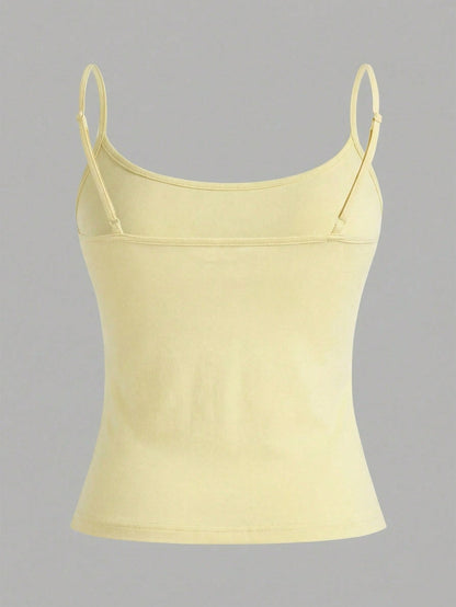 EZwear 3pcs/Set Women's Spaghetti Strap Cropped Camisole, Fitted Tank Tops For Summer, Pink/Yellow/Purple Pastel Women 3 Pack Cami Top