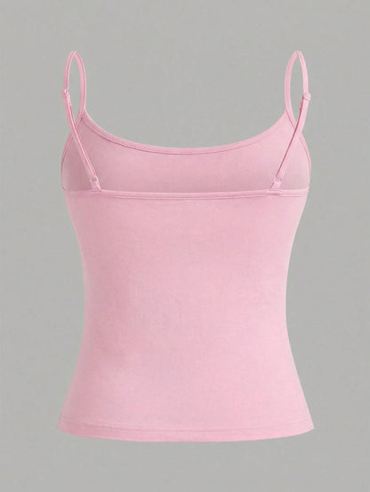 EZwear 3pcs/Set Women's Spaghetti Strap Cropped Camisole, Fitted Tank Tops For Summer, Pink/Yellow/Purple Pastel Women 3 Pack Cami Top
