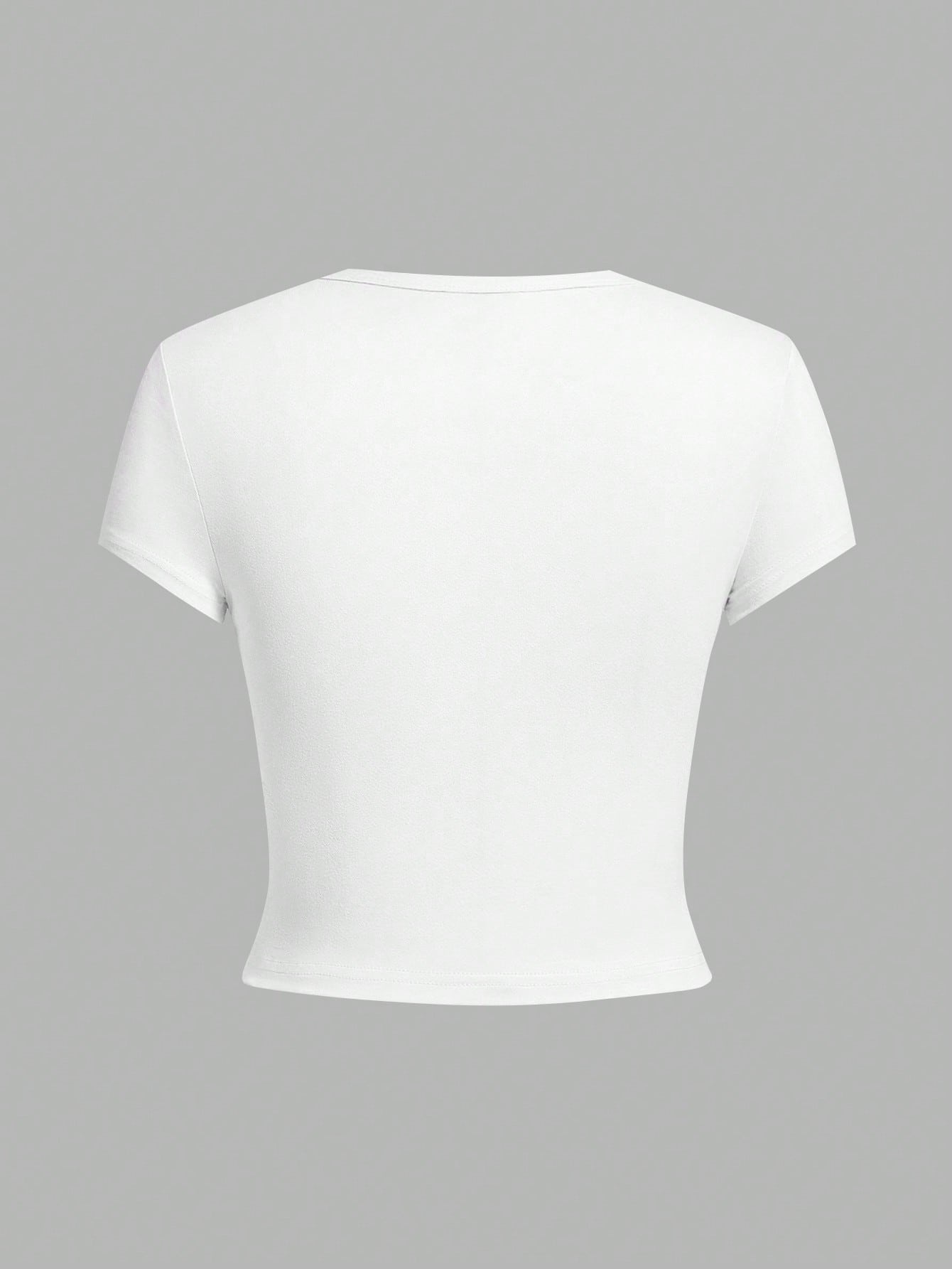 EZwear 4pcs/Set White Casual Round Neck Raglan Short Sleeve Fitted Women T-Shirts, Suitable For Summer