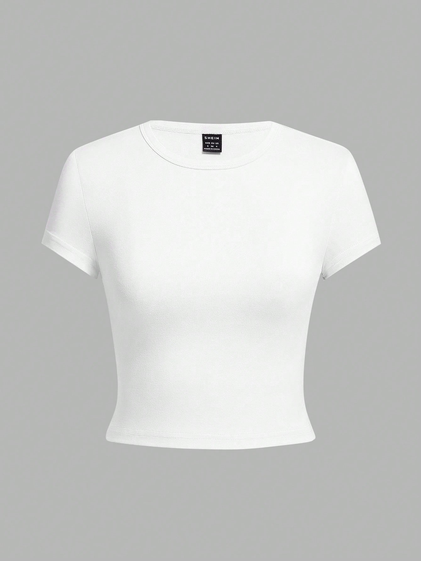EZwear 4pcs/Set White Casual Round Neck Raglan Short Sleeve Fitted Women T-Shirts, Suitable For Summer