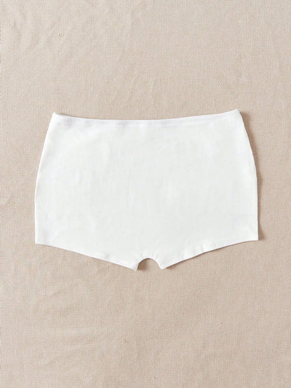 EZwear Solid Elastic Waist Casual Biker Shorts