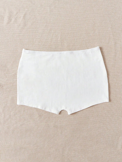 EZwear Solid Elastic Waist Casual Biker Shorts