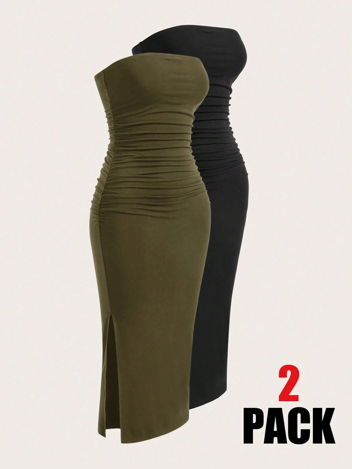 EZwear Two-Piece Set Knitted Split Strapless Dress,Summer Dresses For Women