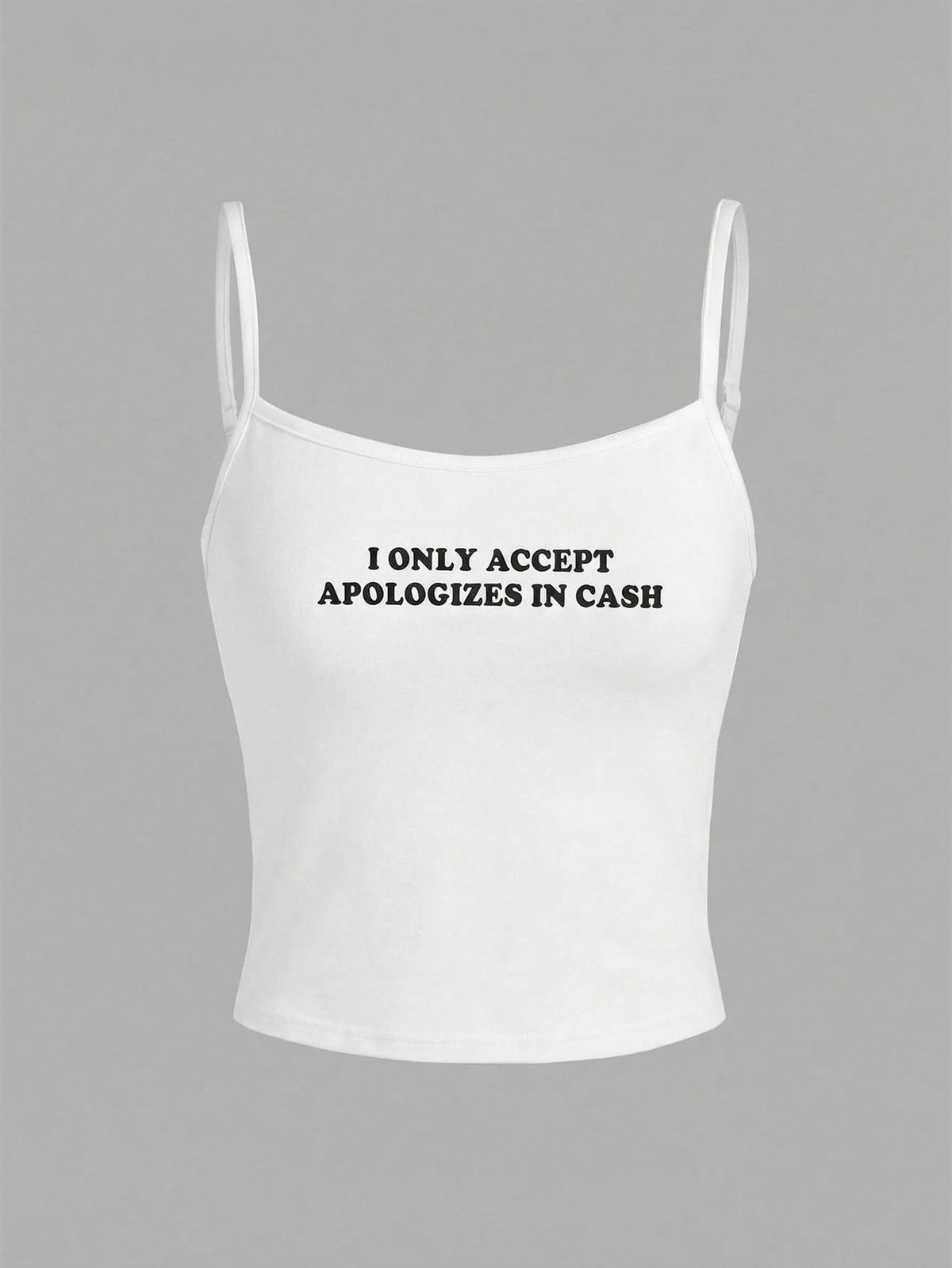EZwear Women's Casual Sexy Slogan Print White Camisole Tank Top, Suitable For Summer Cool Clothes Cute Clothes Artsy Clothes Aesthetic Clothes