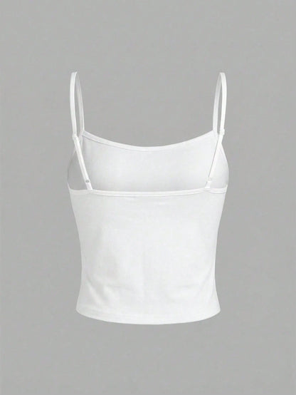 EZwear Women's Casual Sexy Slogan Print White Camisole Tank Top, Suitable For Summer Cool Clothes Cute Clothes Artsy Clothes Aesthetic Clothes