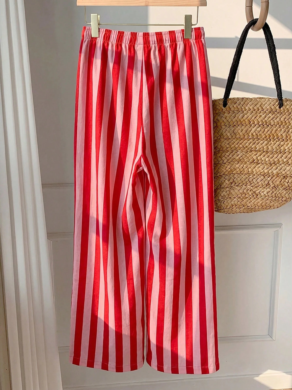 EZwear Women's Casual Tie Waist Straight Leg Long Pants Suitable For Summer
