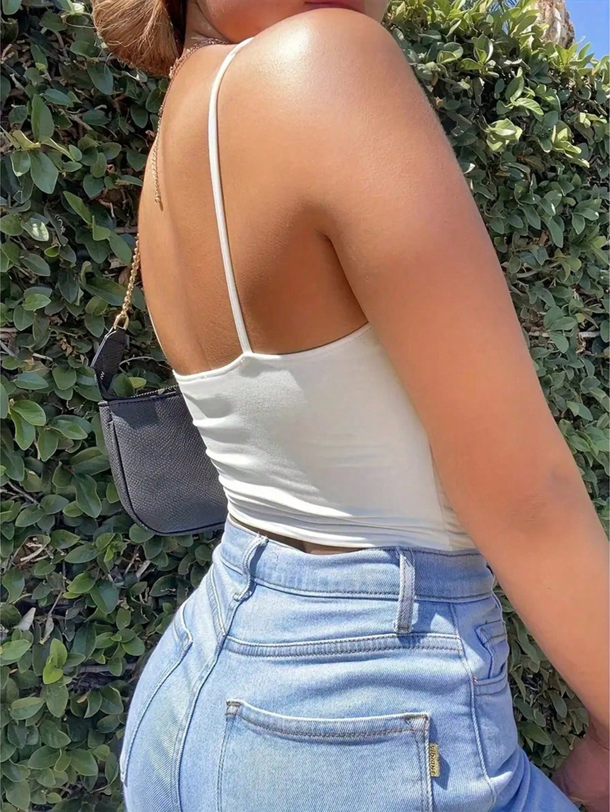 EZwear Women Solid Color Front Tie Ruffle Sexy Camisole