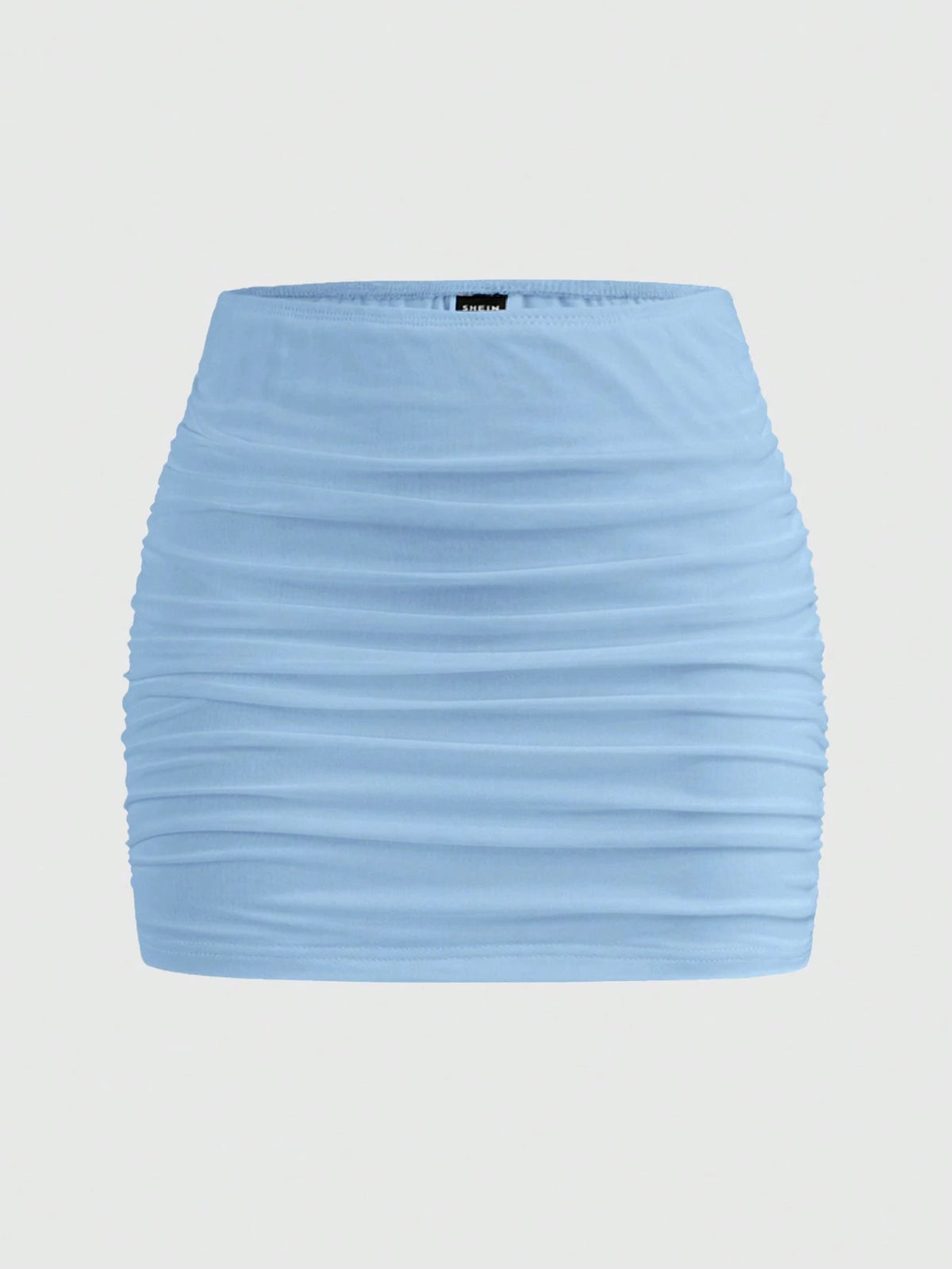 EZwear Women Solid Color Mesh Double Layer Sheer Bodycon Mini Skirt