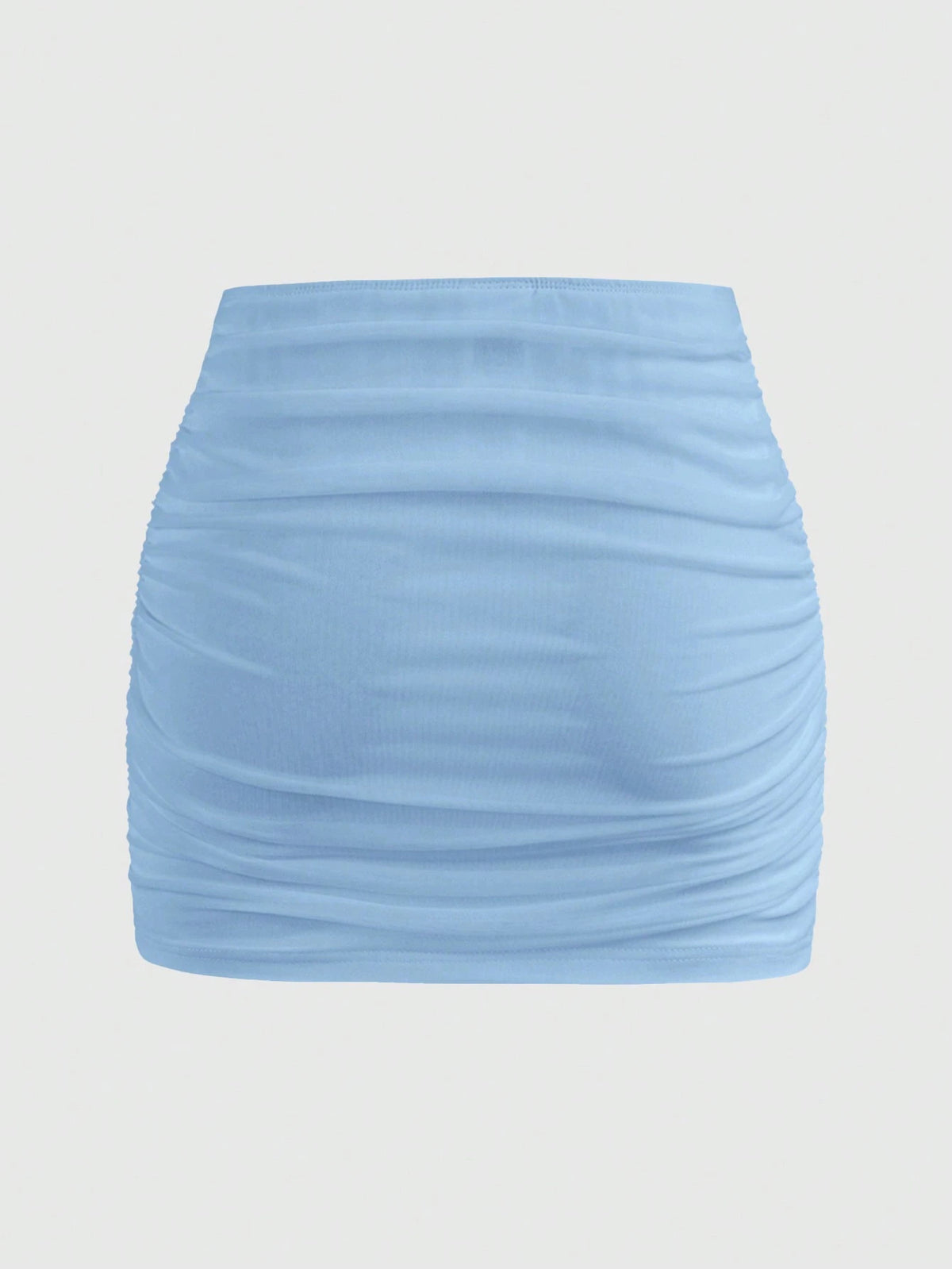 EZwear Women Solid Color Mesh Double Layer Sheer Bodycon Mini Skirt