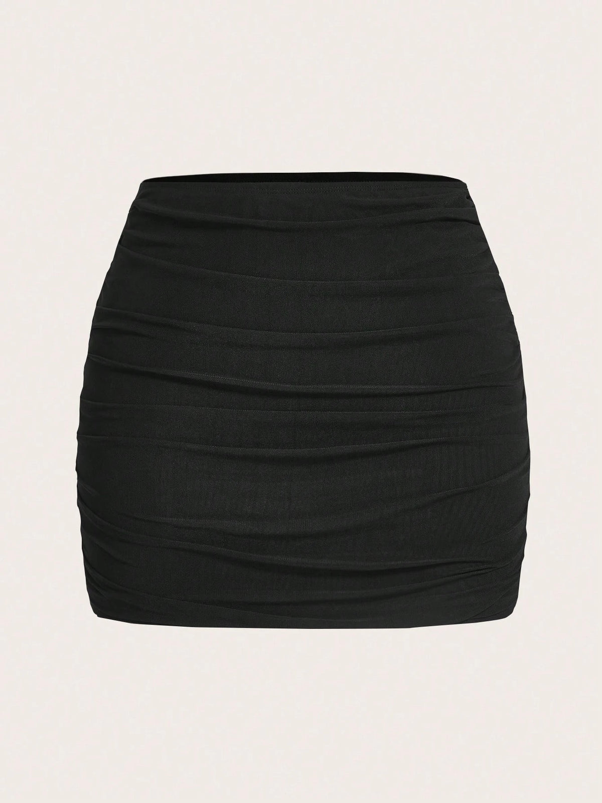 EZwear Women Solid Color Mesh Double Layer Sheer Bodycon Mini Skirt