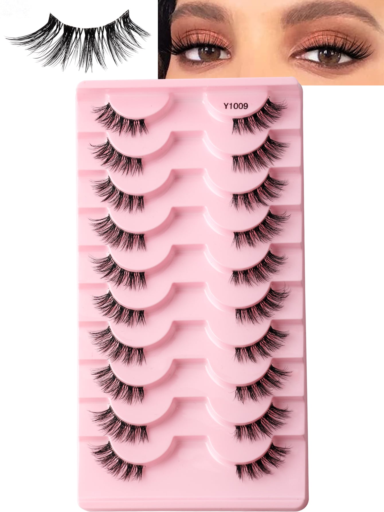 False Eyelashes, 10 Pairs/Box Mini And Cute Super Short Half Eye Lashes With Thin And Transparent Stems, Lengthened End, Natural Curly Appearance, Reusable And Ideal For Girls With Small Eyes. Suitabl